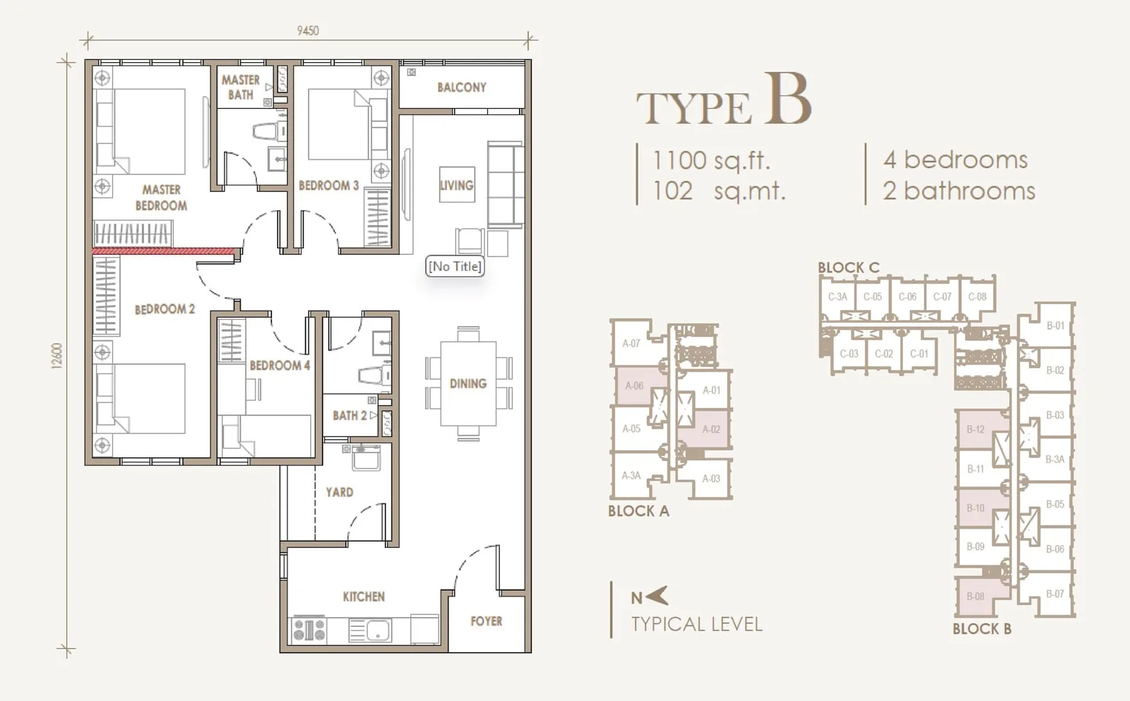 Type B/B(M) floor plan